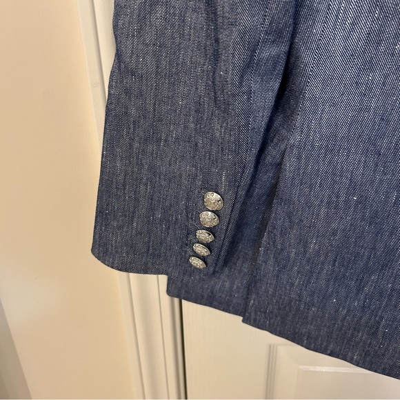 Veronica Beard Dale Linen Blend Dickey Jacket in Blue Melange Size 12 - Picture 13 of 15